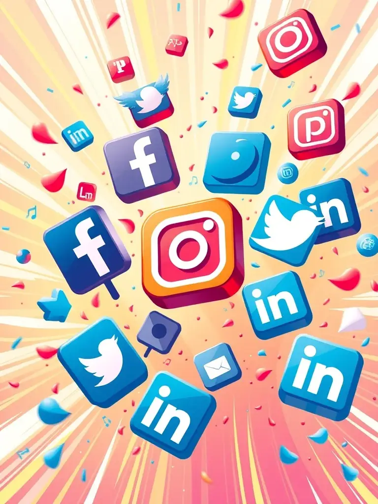 A vibrant image of various social media icons and content feeds, symbolizing social media management, used to highlight Launchnest Agency's social media expertise.
